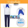 One Piece Marine Soldat Uniform Cosplay Kostüm Weißes Polyestermaterial