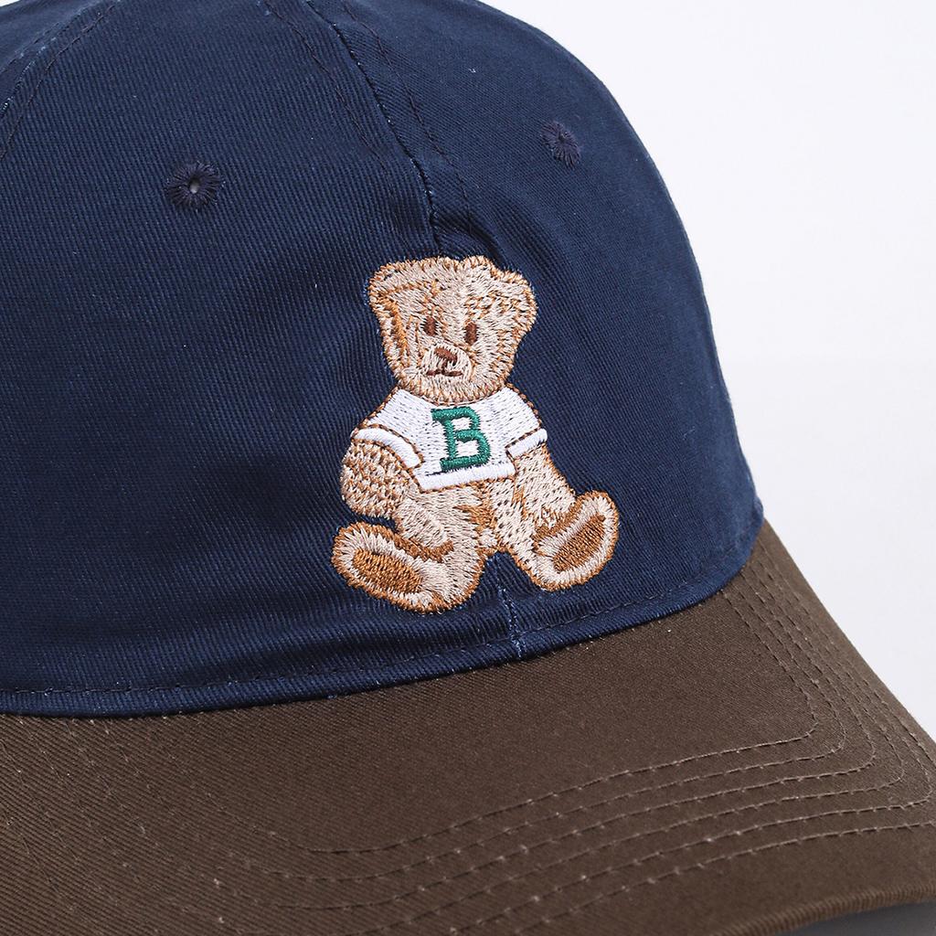 Retro Farbkombination Bärenstickerei Sonnenschutzmütze Baseballkappe Sonnenhut Outdoor-Hut Trend Männlich und Weiblich Paare