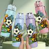 1PC Soccer Champion Cartoon Scene 750ml Color Plastic Sports Water Bottle Leakproof Flip Straw Lid Suitable for Sports Office Home Use