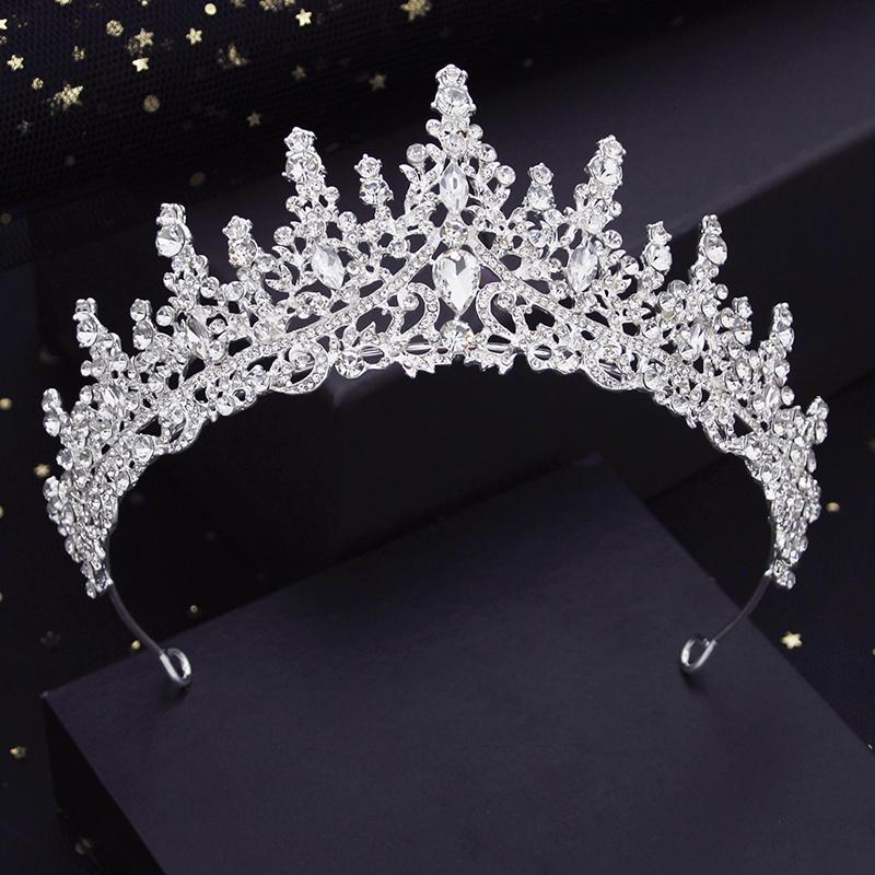 Lyxig Drottning Brudkrona Prinsessa Röd Tiara Brud Huvudsmycke Fest Födelsedag Bröllop Hårsmycken Huvudaccessoarer