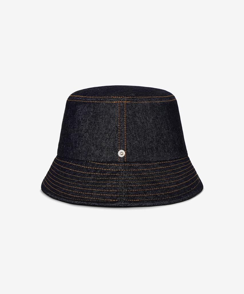 Bajal Va Curved Denim Stitch Detail Bucket Hat Black