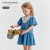Teenie Weenie Kids 2026 Summer Girl's Denim Sunscreen Short Sleeve Dress