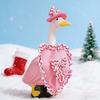 Valentine's Day Porch Goose Outfit Heart Shaped Ruffled Costume Bow Hat Lawn Goose Apparel Fits 23 Inch Goose Statue for Garden Patio Decor