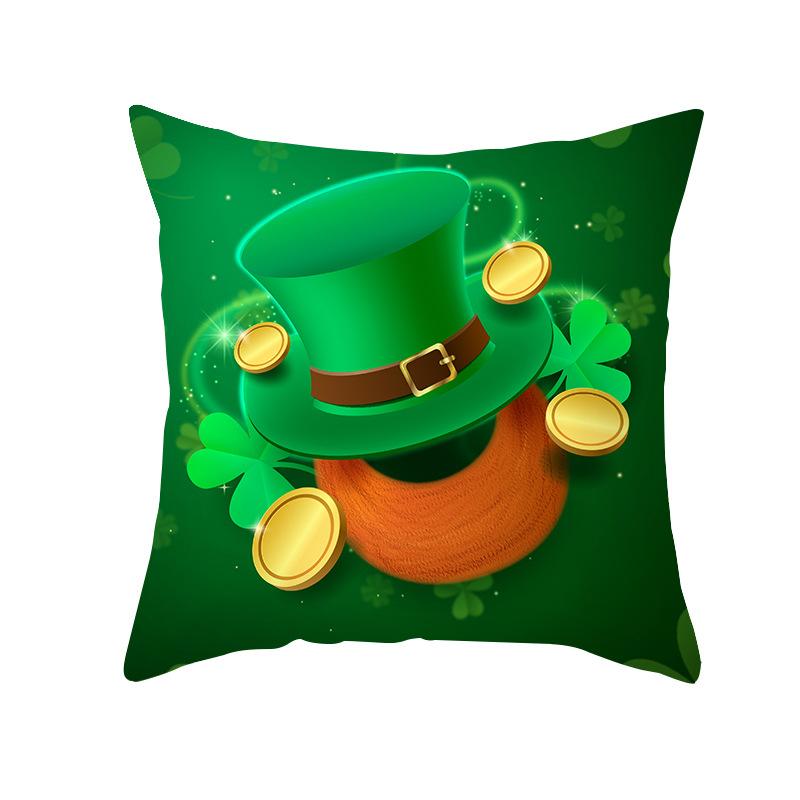St. Patrick's Pillowcase Home Sofa Peach Leather Velvet Printed Cushion Cover Ireland National Day Cushion Cover