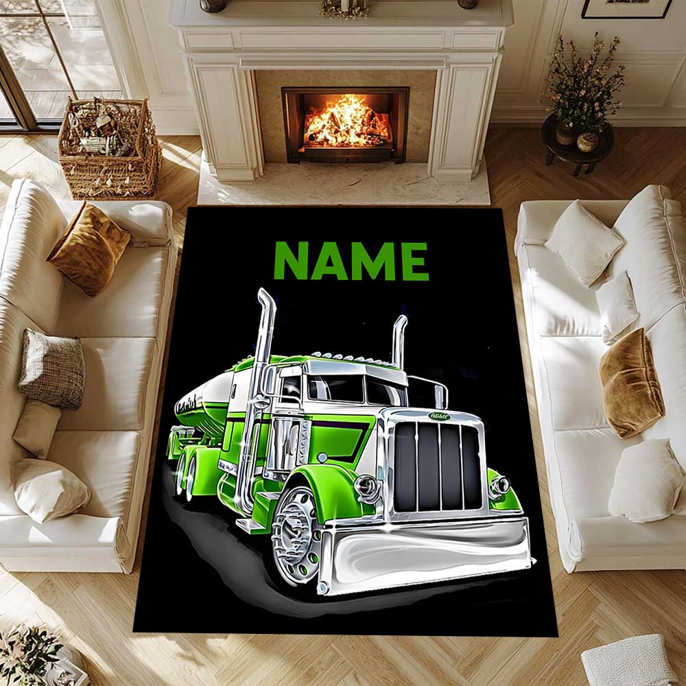 Heavy Trucks Customize Your Name Rug, Office Chair Cushion, Home Bedroom Living Room Gift.