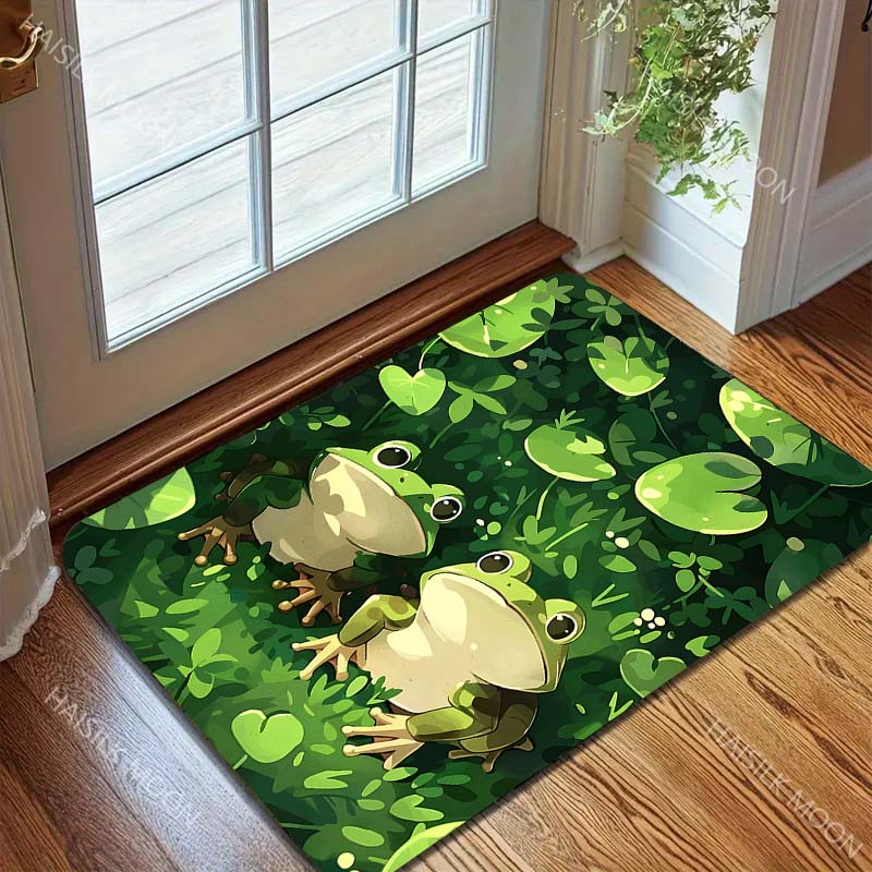 Multiple sizes Frogs and lily pads on grass Print Carpet Rug for Living Room Bedroom Sofa Doormat Home Decor Non-slip Floor Mat