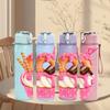 1PC Cupcake Cartoon Pattern 750ml Color Plastic Sports Water Bottle Leakproof Flip Straw Lid Suitable for Sports Office Home Use