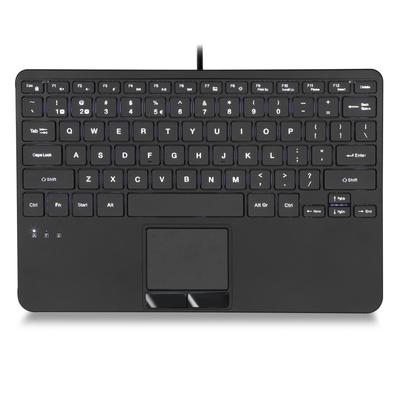 Perixx Tastatur mit Touchpad, kabelgebunden, Mini-USB, Hintergrundbeleuchtung, 2 USB-Hubs, englisches Layout, PERIBOARD-425