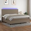 Exclusive House - Slatted Bed Base and Mattress and LED Taupe 200x200cm Fabric