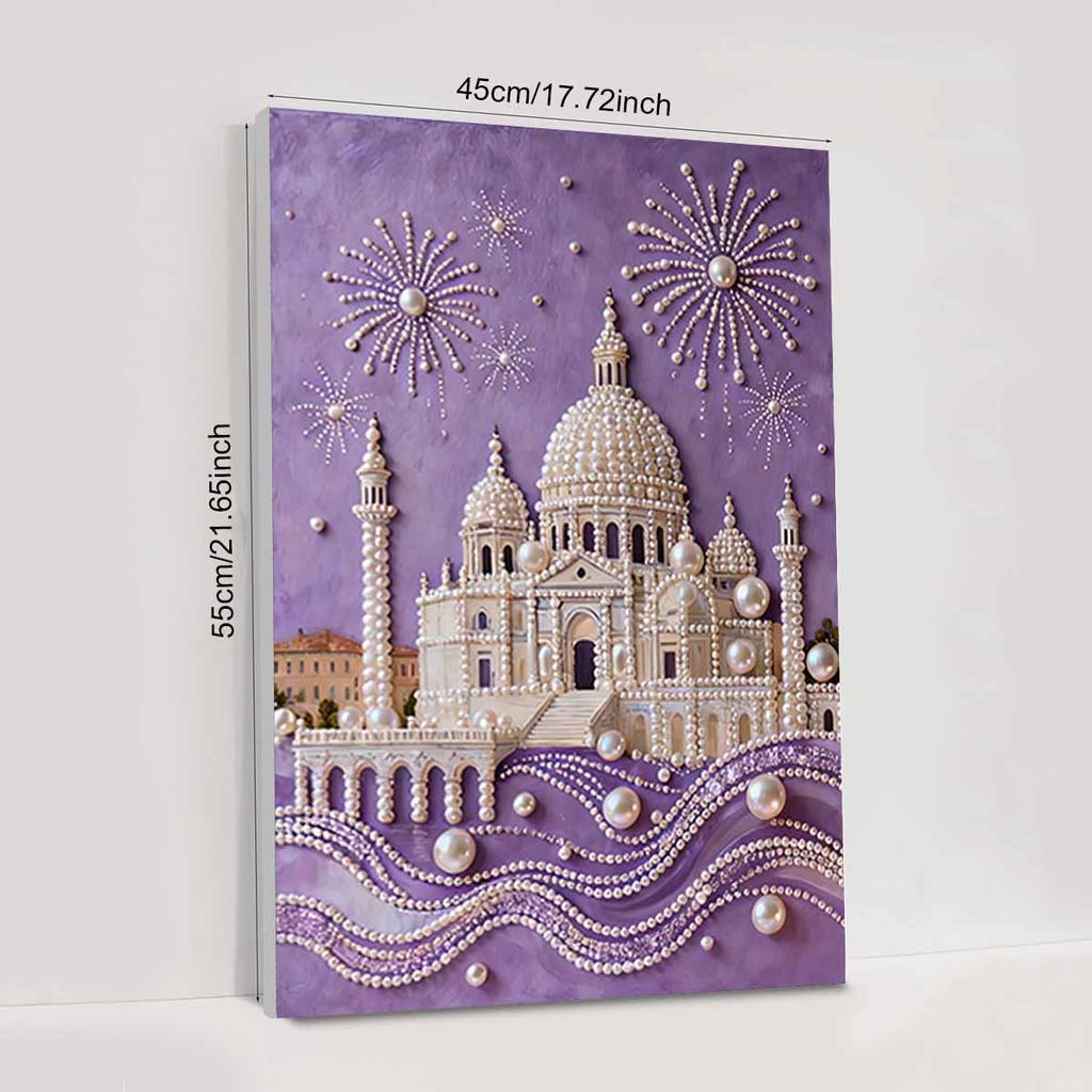 Crystal Pearl Painting 5D DIY Frame Decoration Painting Castle Home Wall Decoration Transparent Pearl Gemstone Painting Picture Art Crafts
