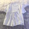 Summer Casual Embroidered Two-Piece Set for Women: Loose Short Sleeve Top & Shorts - Comfortable and Stylish Sportswear.