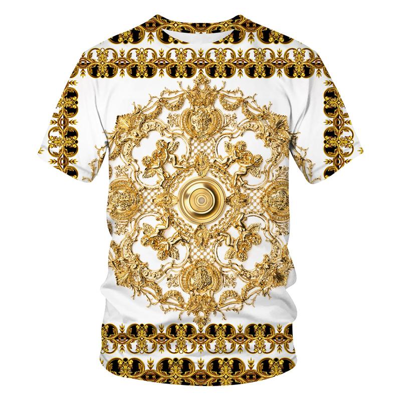 Men/women Baroque T-shirt Summer Oversized T-shirt 3d Lion Head Crown Print Round Neck Short Sleeve