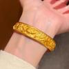 Gold Plated Alloy Open Cuff Bangle Peony Carved Pattern Long Lasting Shine Great For Daily Wear Gifts For Her