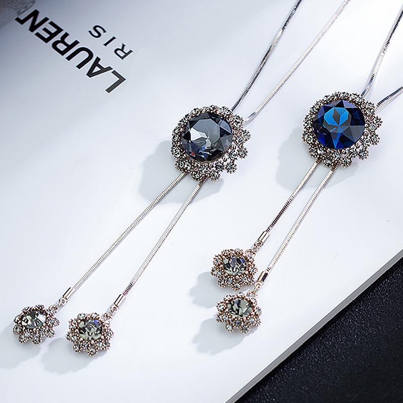 Sweater Chain Autumn And Winter Clothing Accessories Pendant Snowflake Crystal Fringed Pendant Women'S Long Necklace