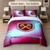 Custom Bedding Set West Ham United FC Pattern, Print Name Text 1 Duvet Cover Plus 2 Pillowcases Home Textile