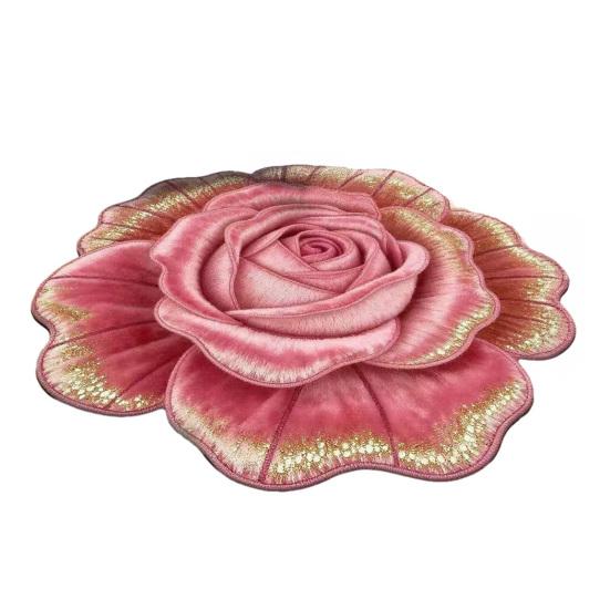 Tapis de sol 3D Fleur Absorbant Séchage Rapide Irrégulier Peluche Floral Laveable Antidérapant Décoration Salon Chambre Salle de Bain Cuisine Tapis