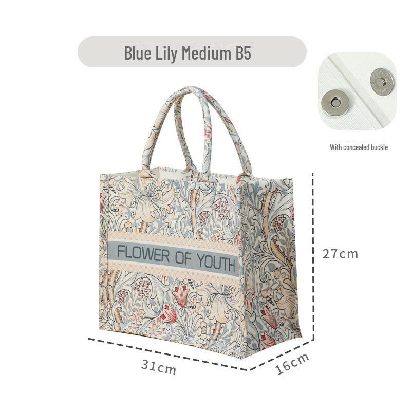 Große Tragetasche aus Canvas mit 3D-Blumenmuster und individuellem Band – ideal für Firmenwerbung