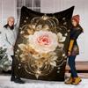 Roses Pearls Print Flannel Blanket, Soft Warm Lightweight Throw Blanket for Living Room,Sofa Bed Camping Office