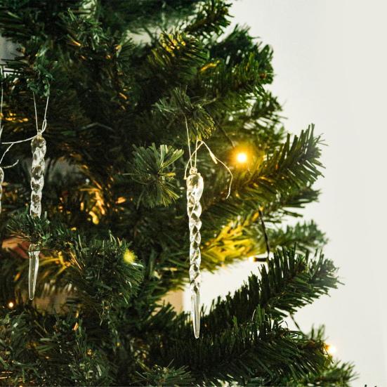 12 Pcs Acrylic Icicles Christmas Ornaments Clear Crystal Icicle Christmas Tree Hanging Decorations for Xmas