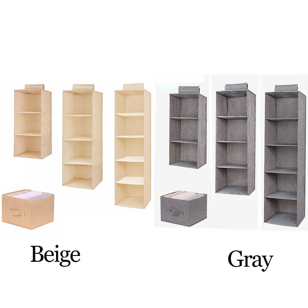 Foldable Cotton Drawer Space Saver Storage Pouch Hanging Clothes Organizer Wardrobe Storage Bags