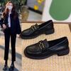 Nouvelles chaussures plates d'automne chaussures simples noires style britannique chaussures en cuir semelle souple