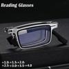 Portable Smart Folding Reading Glasses Blue Light Blocking for Men Metal Round Square Elder Eyeglasses Diopters Presbyopia