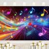 2D Glowing Music Notes Backdrop with Rainbow Light and Sparkles