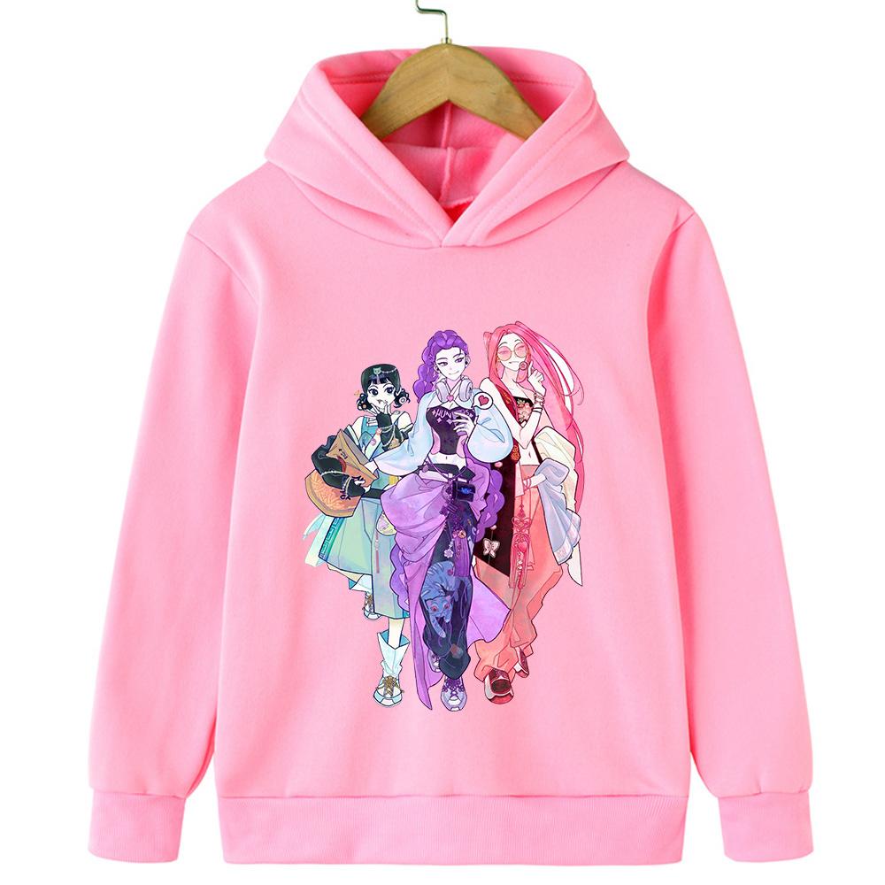 2025 KPop Devil Hunter Cartoon Girl Boy Hooded Sweatshirt Warm Children's Korean Wave Fashion Casual Top Casual Girl Clothing