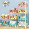 Für Wohnzimmer im Haushalt Mehrschichtiger Cartoon Smiley Beweglicher Wagen Bodenregale Kinderspielzeug Snacks Büchertaschen Organisieren R