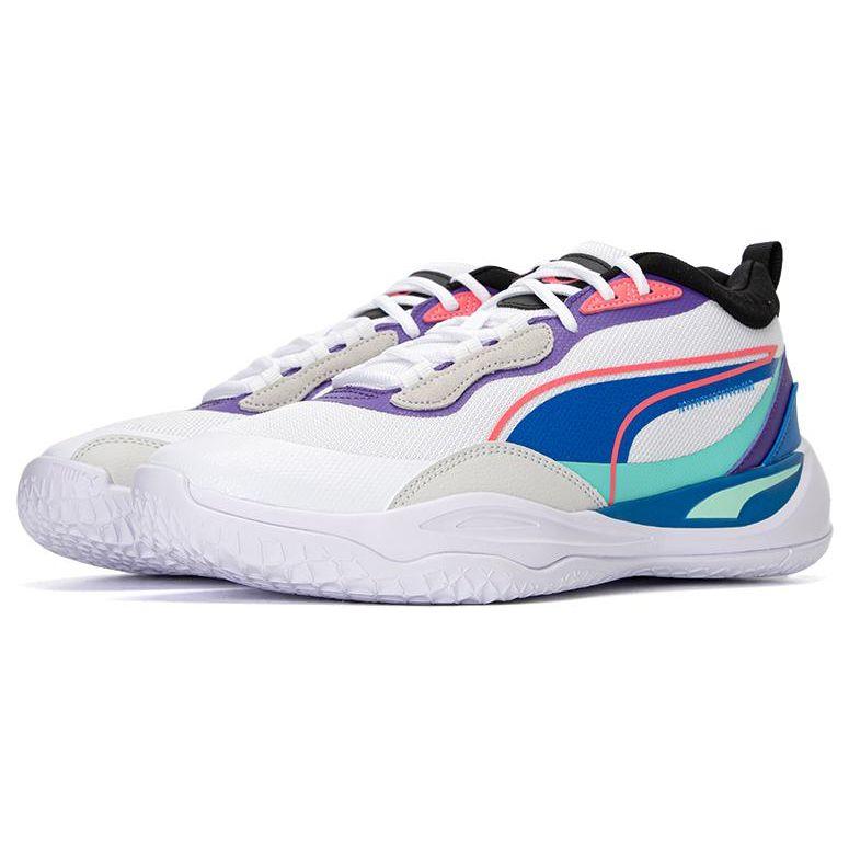 Puma Playmaker Pro Fashion Všestranné Protiskluzové Odolné Nízké Basketbalové Boty Pánské tenisky Bílé Modré 377572-18