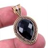 Naturalny czarny onyks Srebro Sterling 925 Dwukolorowy Wisiorek 1,50" K0U27
