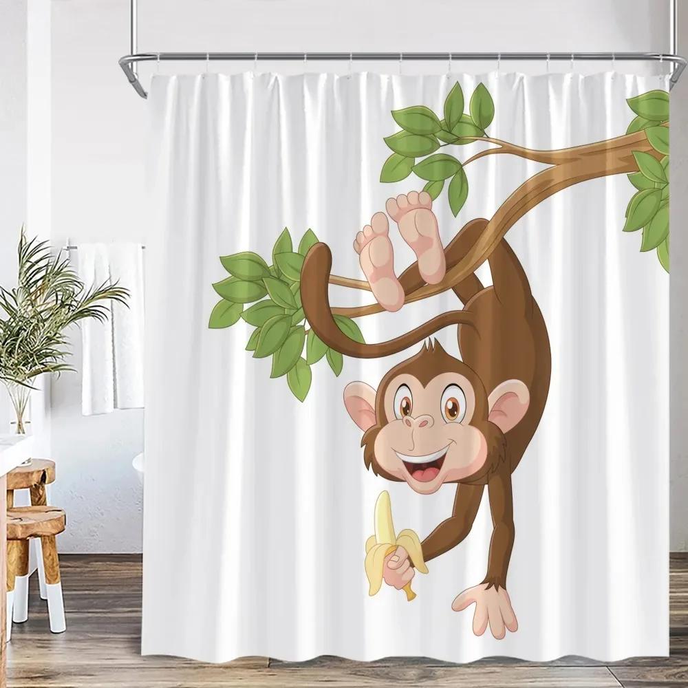 Tier Cartoon Duschvorhang Zoo Elefant Hirsch Zebra Eule Biene Sport Badezimmer Dekor Kinder Kind Polyester Badevorhang Mit Haken