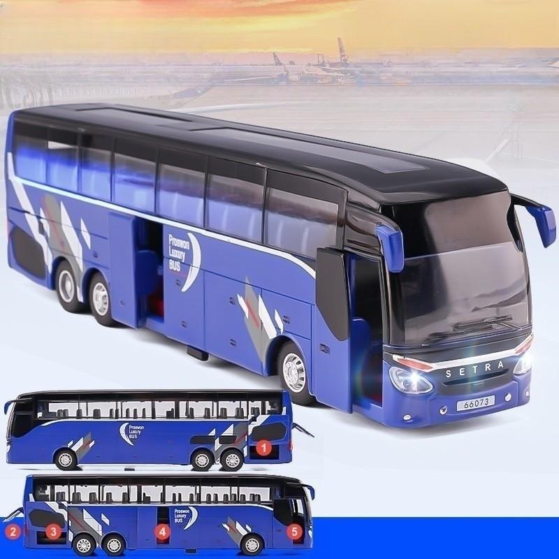 1/50 Luxe touringcar Speelgoedauto Diecast Minatuurmodel Pull Back Geluid & Licht Educatieve Collectie Cadeau Voor Jongen Kinderen