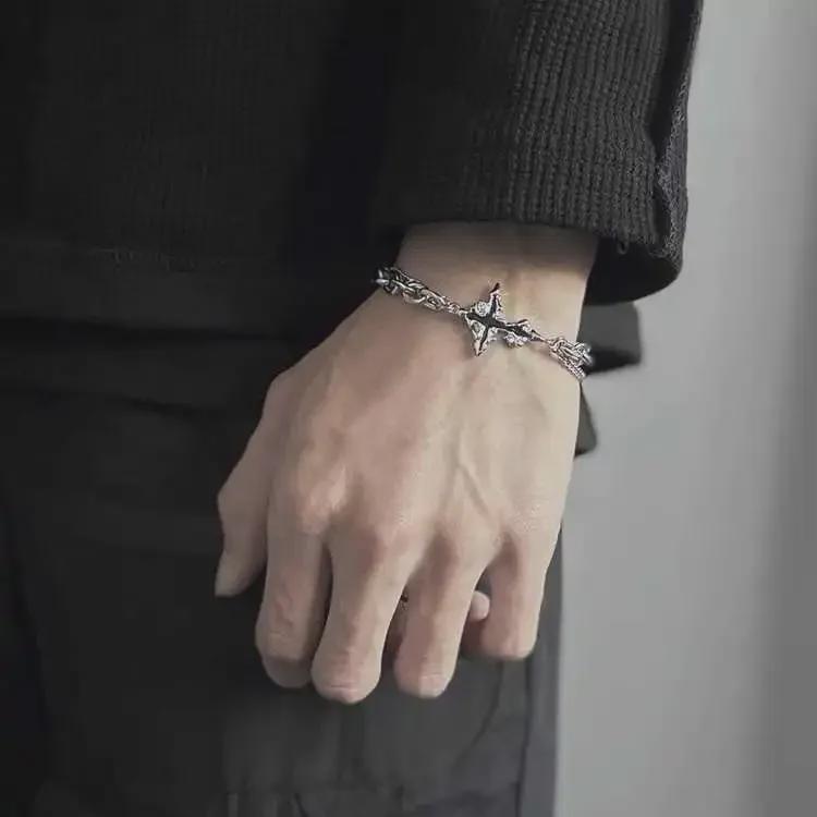 Versatile Hip-Hop Dark Cross Bracelet Necklace: Unisex Niche Design In High-End American Stainless Steel