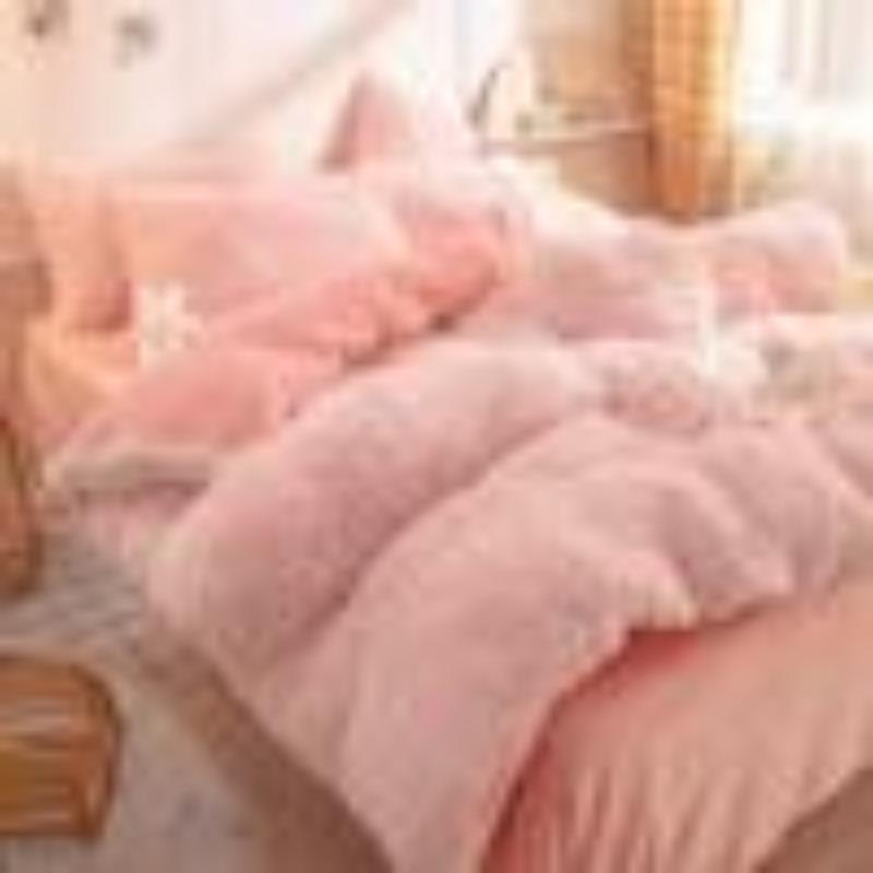 King Size/Queen Size/Twin Size Winter Bed Skirt Quilt Cover Pillowcase Four-piece Set Thickening Warm Bedroom Simple Bedding High-quality Winter