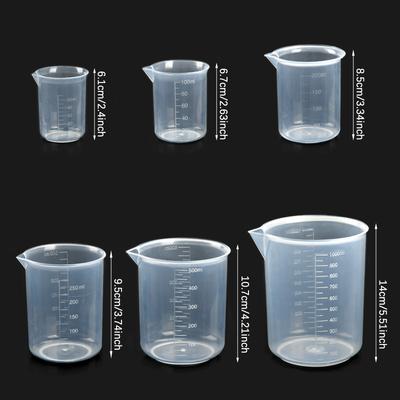 6Pcs/set Graduated Measuring Cup Capacity Scale Laboratory Beaker Clear Transparent Mixing Cup Kitchen Baking