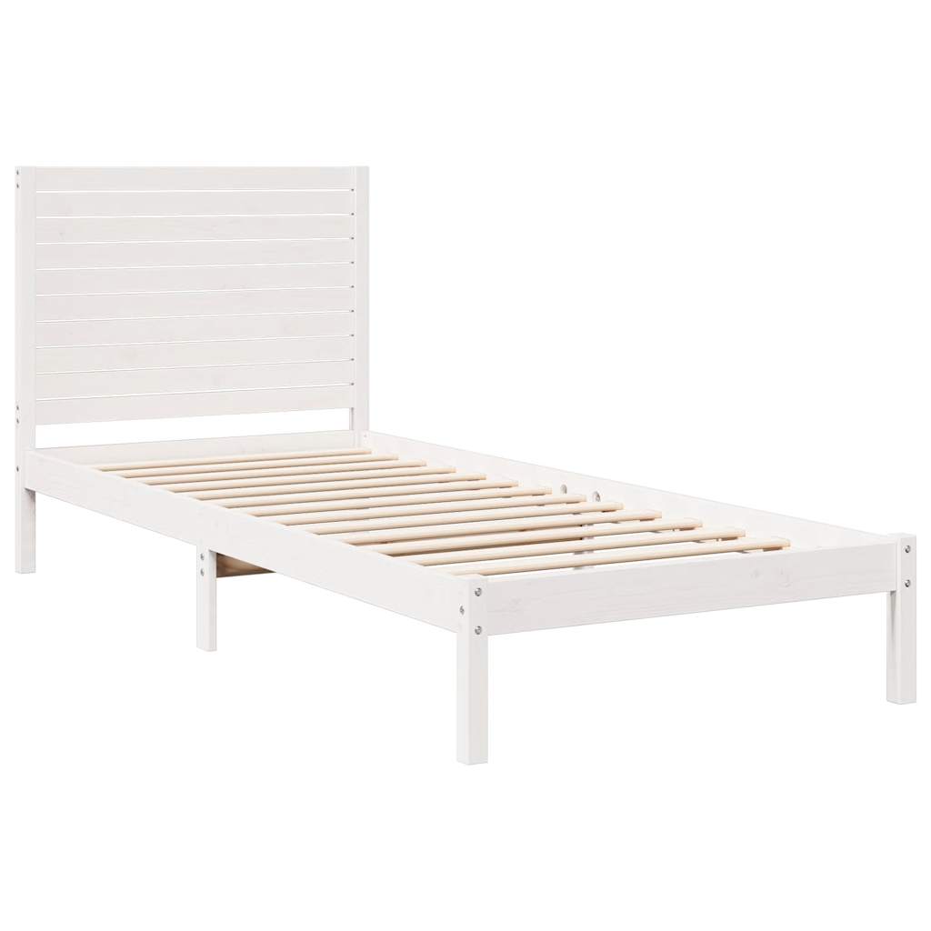 Solid Wood Bed Extra Long Without Mattress White 90x210 cm