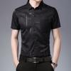 Men Shirt Business Formal Turn-down Collar Silky Summer Top for Work