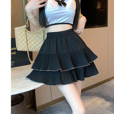 A-lijn Rokken Dames Elastische Taille Taart Puffy Casual Jong Dagelijks Lieflijk Meisjes Streetwear Populair Zomer Balletcore Harajuku