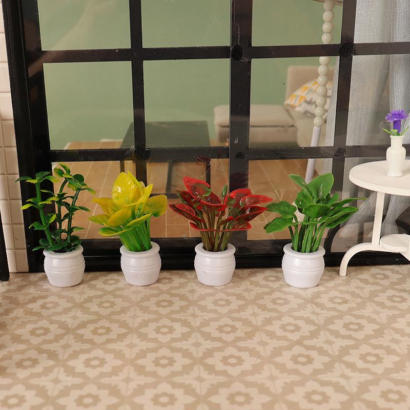 1Pc Doll House Mini Plant Model Mini Green Plant Potted Outdoor Landscape Flower Bed