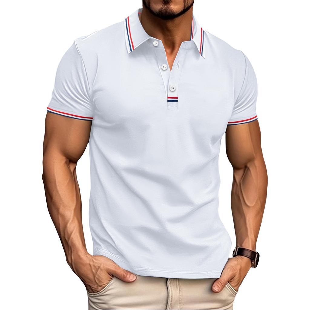 New Men's Casual Polo Shirt with a Turn-down Collar, Placket and Drawstring Fastening – a Versatile T-shirt Top