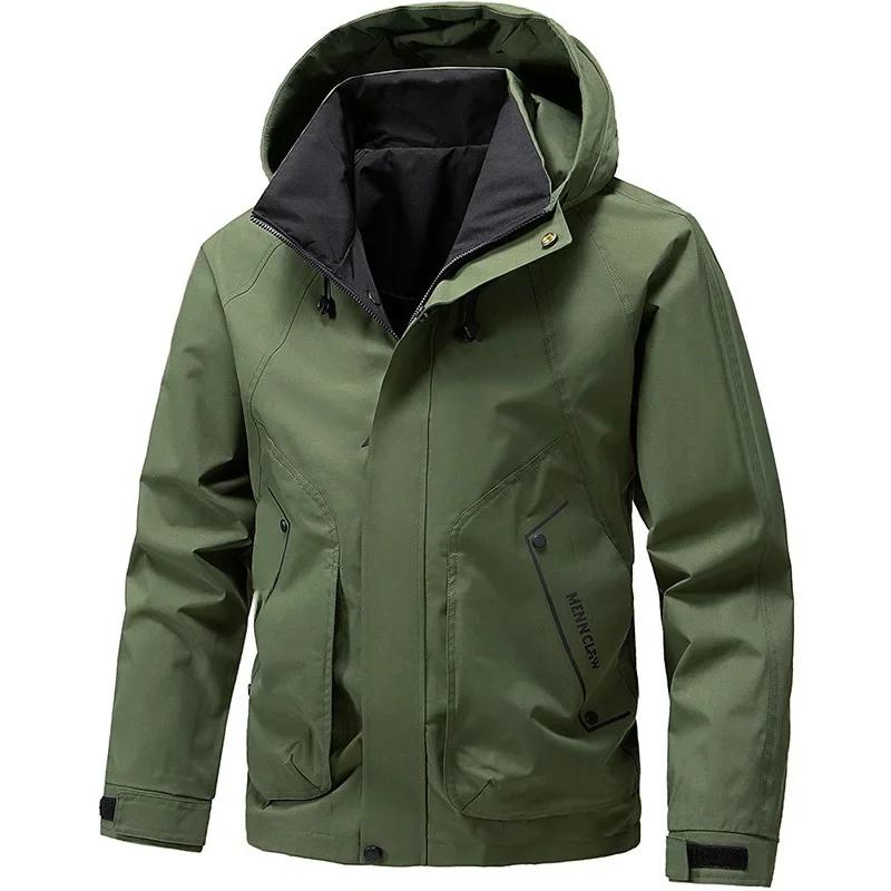 Men's Jacket Windbreaker Hiking Camping Coats Waterproof Outdoor Softshell Zipper Hooded Jackets Lightweight Spring Autumn Coats