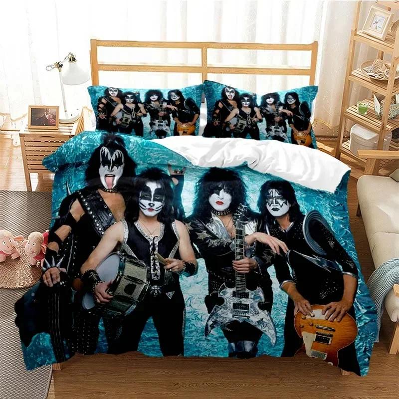 Kiss Band Fashion Comfortable Duvet Quilt Cover Pillowcase Bedding Set Children Bedroom Decoration Home Textile