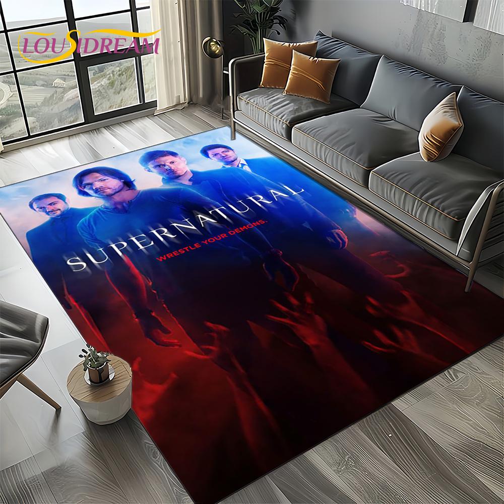 שטיח 3D SPN Supernatural Sign דין סם לסלון חדר שינה בית קישוט ספה, שטיח אזור משחקים לילדים משטח רצפה מונע החלקה