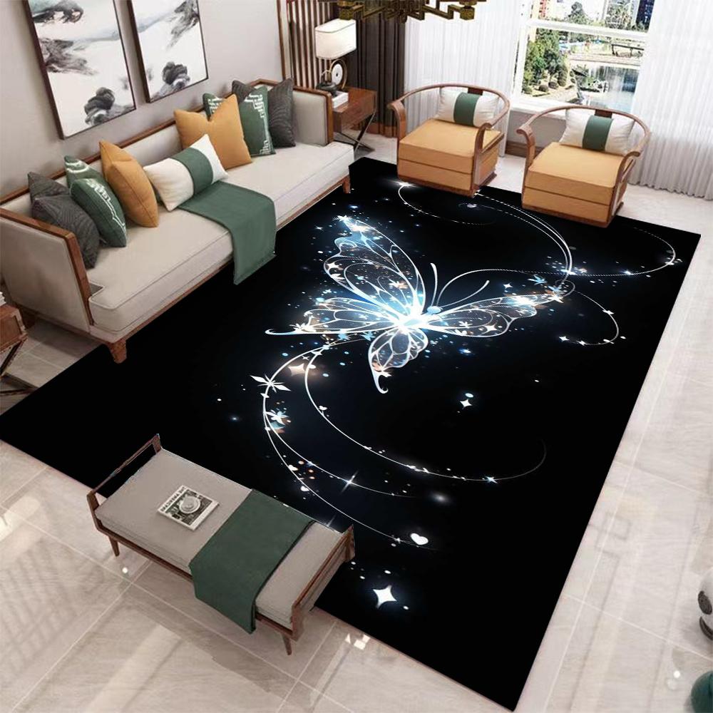 Dreamy Butterfly Pattern Area Rug Modern Art Home Decor Carpet Soft Non-slip Floor Protection Mat for Living Room Bedroom