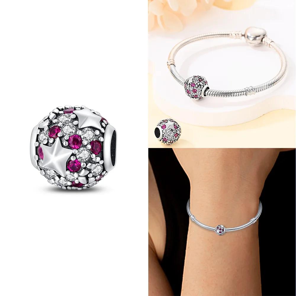 Original Charms 925 Silver Red Santa Claus White Snowman Snowflakes Gift Boots Beads Fit Bracelet Jewelry Women Diy