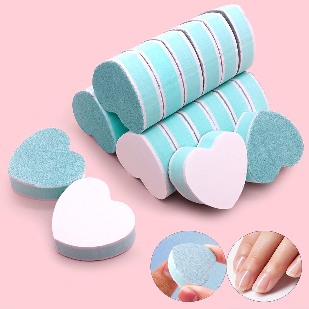 Dual-Sided Heart-Shaped Nail File Sponge Block - High Elasticity and Polishing