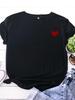 On Chest Little Red Heart Print T Shirt Women Short Sleeve O Neck Loose Tshirt Summer Women Tee Shirt Tops Camisetas Mujer