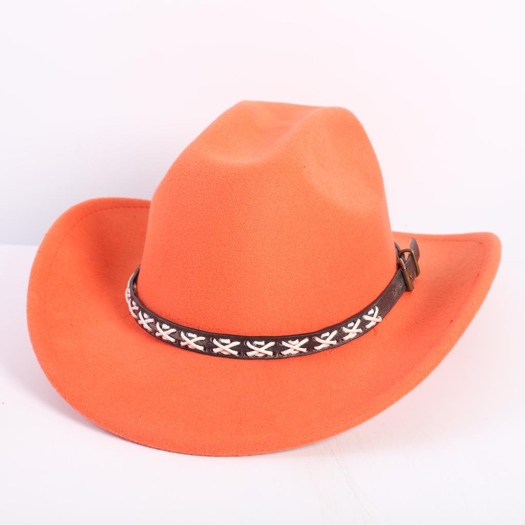Popular European and American Fashion OL Style One-word Cowboy Hat Men's and Women's High-end Top Hat Jazz Hat Felt Hat