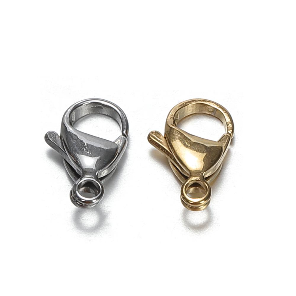 20pcs 9/10/12/15mm Stainless Steel Lobster Clasps Jewelry Finding DIY Clasp Hooks Necklace & Bracelet Chain Jewelry Components